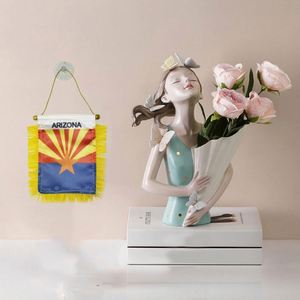 Custom Arizona State Satin Pennant Flag Car Mini Flag <b>Banner</b> With Yellow Tassels - Product Image 2