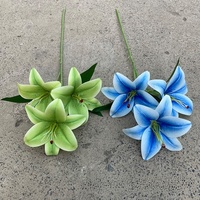 Vente en gros de têtes de fleurs de lys en latex imprimées en 3D, effet toucher réel, blanches, pour la décoration de mariage et de la maison