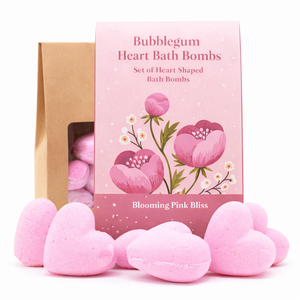욕실 하트 선물 세트 블루밍 핑크 블리스 |   하트 모양 목욕 폭탄 선물 세트 |   수제 입욕제 |   OEM 프라이빗 라벨 - Product Image 4