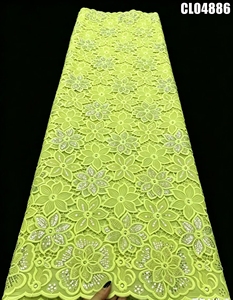 Tela de Encaje de Guipur Floral con Cordón, Lentejuelas de Lujo y Bordado de Pedrería <span class=keywords><strong>para</strong></span> Vestido de Fiesta de <span class=keywords><strong>Boda</strong></span> Nigeriano Aso Ebi - Product Image 2