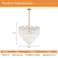 Lampe suspendue de luxe léger pour salon, en verre de Murano, style français, postmoderne et minimaliste, pour chambre et salle à manger