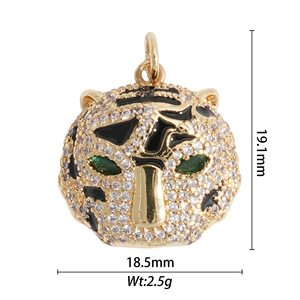 Full Diamond Tiger Head Heart Pendant Unisex Necklace Everyday Wear Copper Plated Synthetic Diamond Round Brilliant Cut - Product Image 2