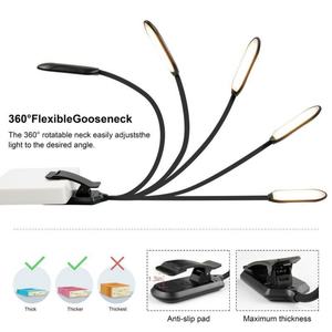 Lampe de lecture portable en gros, 3 couleurs, 10 niveaux de luminosité, col de cygne flexible, lampe de bureau LED rechargeable USB, lampe à clip pour livre - Product Image 5
