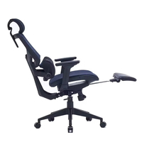 Chaise de bureau pivotante de direction à dossier haut avec appui-tête réglable, chaise ergonomique en maille avec repose-pieds