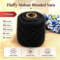 Fil à tricoter léger et moelleux Pom Pom en stock, 1/12Nm, acrylique, nylon, polyester, laine, style mohair épais pour tissage