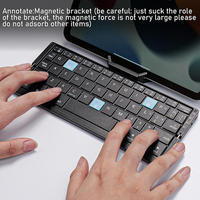 Clavier Sans Fil Pliable avec Support Magnétique, Mini Clavier Pliant Rechargeable en Alliage d'Aluminium pour Tablette/iPad