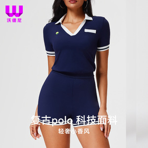 จั๊มสูทเล่นกีฬาคอวีเข้ารูปสำหรับผู้หญิงชุดเล่นโยคะแบบกำหนดเองกางเกงขาสั้นสไตล์ญี่ปุ่นและเกาหลี - Product Image 6