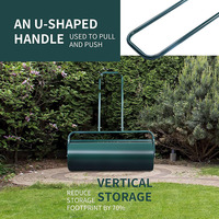 Rouleau de pelouse métallique 48L robuste, niveleur de jardin à pousser/tirer avec tambour remplissable d'eau et de sable pour semis de terre, vente en gros OEM
