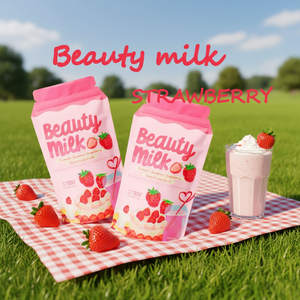 <span class=keywords><strong>Boisson</strong></span> au lait de fraise japonaise premium New Look Beauty Milk avec collagène marin 180g 10 sachets pour une belle peau - Product Image 2