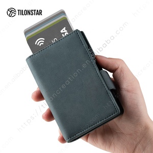 TVC317 prix d'usine <span class=keywords><strong>porte</strong></span>-cartes de crédit en cuir à deux volets pour Airtag Cover Pop up Wallet Men Card Holder - Product Image 5