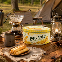 Boîte en métal ronde pour œufs enroulés, avec couvercle scellé en fer blanc à bord doré, recyclable, logo personnalisé, vente en gros, pour emballage de cadeaux de fêtes