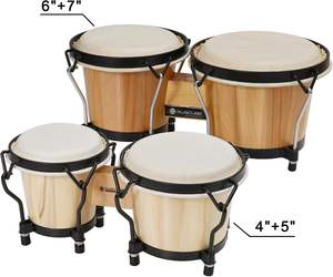 Precio al por mayor, calidad superior, 4 + 5 pulgadas, 6 + 7 pulgadas, 6,5 + 7,5 pulgadas, juego de batería <span class=keywords><strong>Bongo</strong></span> de madera con piel de oveja para adultos - Product Image 3