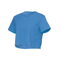 T-shirt court en coton biologique personnalisé avec logo pour femme, tee-shirt ample et court de haute qualité en fibres, idéal pour l'été