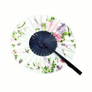 Abanico Plegable Redondo de Bambú con Logotipo Personalizado Estilo Japonés, Abanico de Mano para Bodas - Product Image 4