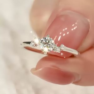 <span class=keywords><strong>Anello</strong></span> di Moissanite donna lusso 0,5ct Design argento e oro Champagne finitura regalo perfetto per <span class=keywords><strong>anello</strong></span> donna popolare. - Product Image 3