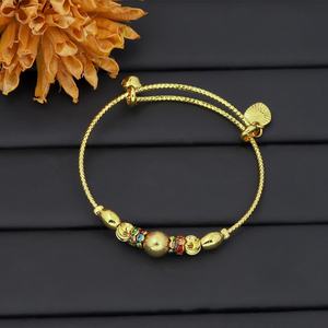 Pulsera de Cuentas Chapada en Oro de 24K para Mujer JXX con Colgante de Circonita de Colores, Accesorio de Boda, Brazalete Moderno - Product Image 4