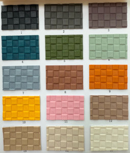 Tissé 0.8mm Faux cuir pour sacs couleur unie écologique en relief <span class=keywords><strong>PU</strong></span> pour siège de voiture et rembourrage à des fins décoratives à la mode - Product Image 4
