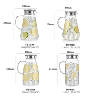 Petite carafe à eau moderne et écologique en verre borosilicate 1100 ml / 37,58 oz, pour réfrigérateur, bureau, infusion à froid, résistante à la chaleur