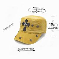 Chapeau plat jaune vintage réglable en coton lavé avec logo personnalisé, style punk rock et rivets, pour femmes et hommes – Fabrication depuis 17 ans