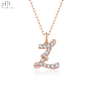 Most Popular Signature Letter Jewellery Collection 18K Rose Gold Real Natural Diamond Initial Pendant <b>Necklace</b> Layered Wear - Product Image 2