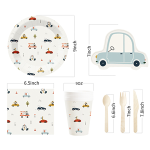 Kits de Cumpleaños con Temática de Autos DAMAI, Platos Desechables de Papel, Vasos, Servilletas, Artículos para Fiestas, Platos de Papel para Postres con Diseño de Autos, Juegos de Vajilla - Product Image 6