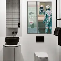 HD 북유럽 화장실 벽 그림 추상 우주 비행사 포스터 욕실 장식 빈티지 룸 장식 Mordern 벽 아트 방수