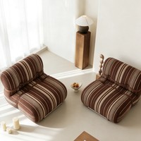 Fauteuil d'appoint minimaliste en tissu rayé avec rembourrage en mousse, fauteuil de loisirs individuel pour chambre à coucher, salon et salle d'exposition