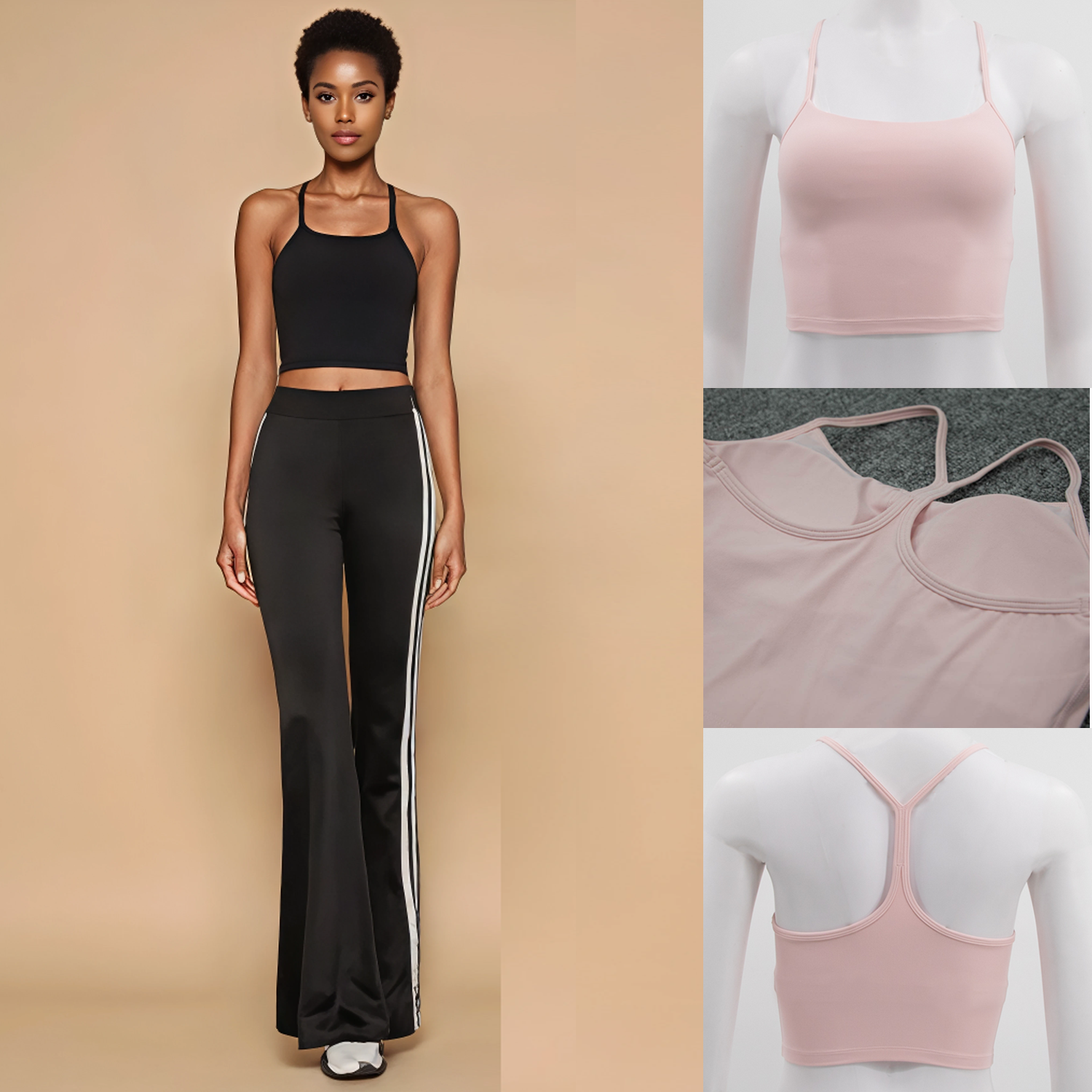 Women's Eco-Friendly Breathable Yoga Crop Tank Top Four-Way Stretch Longline Sports Bras Y Back Straps Racerback Padded Workout