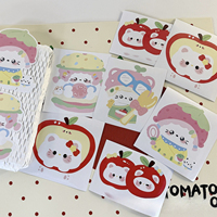 Lot de 5 autocollants décoratifs mignons en forme de chat pomme, finition brillante, écologiques, pour journal, scrapbook, bricolage, assortiment mixte