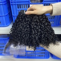 Prix de gros Cheveux humains Remy 100% vietnamiens, Trame double cousue à la machine, pour coiffures bouclées Pixie, Vente chaude 1 #   Extensions de cheveux en lots