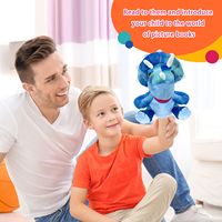 Marionnette à main éducative unisexe, dragon, dinosaure bleu, peluche polyester amusante avec remplissage en coton PP ODM personnalisable pour tous les âges