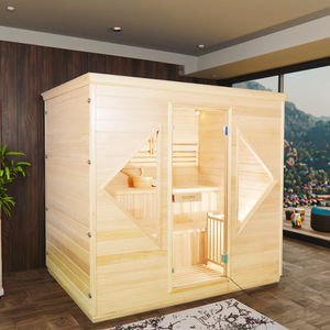 Sauna <span class=keywords><strong>à</strong></span> deux personnes en cèdre rouge de haute qualité compatible avec l'aromathérapie, avec thermomètre, seau et plateau pour huiles essentielles - Product Image 3