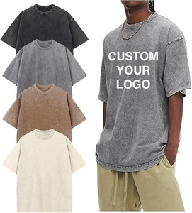 Men Custom Acid Wash DTG Print T-shirt Black 100 Cotton Oversized Tshirts Vintage Wash Tee For Streetwear Branding - Product Image 5