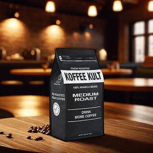 Bolsa de café mate resellable con válvula y cierre de cremallera, personalizada con logo, de fábrica, con embalaje tipo pouch. - Product Image 1