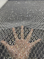 Tissu en polyester léger 100% tricoté, style européen, avec broderie de perles de cristal 3+7mm, pour robes simples