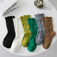 Chaussettes décontractées en coton BV Green Winter, en tissu éponge tridimensionnel antidérapant, longues, épaisses, couleur unie, tendance