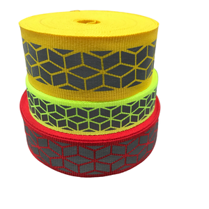 Cinta de cinta de poliéster ecológica reflectante verde, tira de ajuste de tela cosida de rombos para prendas, manualidades DIY, collares para mascotas - Product Image 6