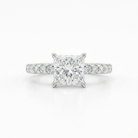 Bague en or taille princesse 9 carats 10 carats 14 carats 18 carats avec pavage de diamants cultivés en laboratoire pour les fiançailles des femmes