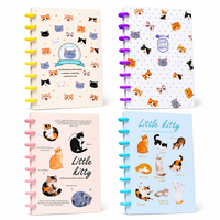Carnet A5 à reliure champignon, 80 feuilles, 100 g/m², 4 motifs de chatons, pages lignées, papeterie scolaire pour étudiants, vente en gros