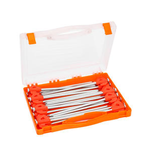 Piquets de tente en acier pour extérieur, 21 cm, ensemble de piquets de sol pour camping, plage, fixation de bâche coupe-vent, avec boîte de rangement orange - Product Image 4