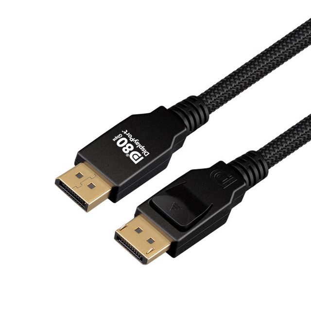 Black Braided for 80Gbps Cable with 3A Fast Charging High Speed DP 2.1 for Gaming Monitor PC & Camera