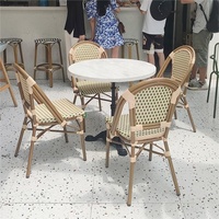 Meubles de jardin Chaise de salle à manger en bambou rotin blanc Table et chaise d'extérieur Set café