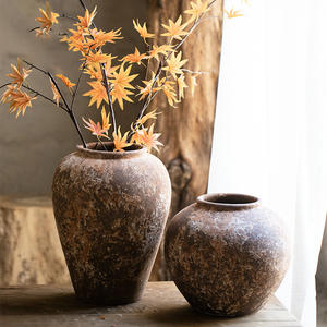 Jarrón de gres estilo Retro Wabi-Sabi, maceta hidropónica de cerámica de arcilla para decoración del hogar, tarro de cama y desayuno - Product Image 5