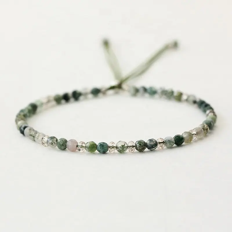 Fancy jewelry women faced crystal glass beads natural stone light green stone bracelets