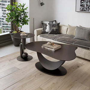 Set <span class=keywords><strong>di</strong></span> Tavolini da Caffè Stone Moon, Stile <span class=keywords><strong>Moderno</strong></span> Minimalista <span class=keywords><strong>di</strong></span> Lusso, per Soggiorno Nordico, Appartamento Piccolo, Tavolino da Tè Ovale Creativo - Product Image 5