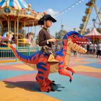 Costume de dinosaure gonflable pour enfants, tenue de personnage Velociraptor à chevaucher pour fête d'Halloween, accessoire amusant pour la marche