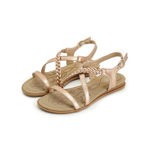 Flat Sandals Women Summer Open Toe Floral Pattern PU Upper Breathable Rubber Outsole Fashion Trend Buckle Closure wholesale - Product Image 1