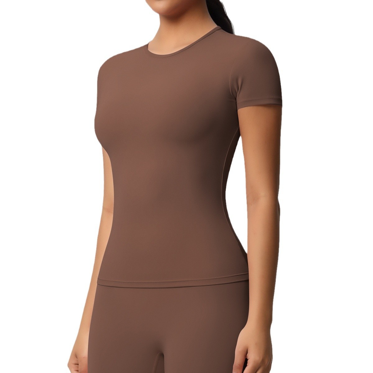 High Quality Custom Compression Slim Fit Gym Blank Tshirts For Women Short Sleeve Crewneck Yoga Tops Front Softness Sportswear