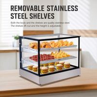 Vitrine chauffante de comptoir à coins carrés en verre avec éclairage LED et tube chauffant électrique pour poulet frit et burgers
