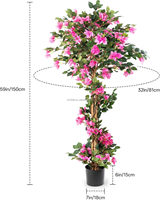 5FT Grand Artificielle Bougainvillier Arbre Faux Soie Rose Bougainvillier Plante avec Pot pour Bureau À Domicile Patio Balcon Décor De Mariage
